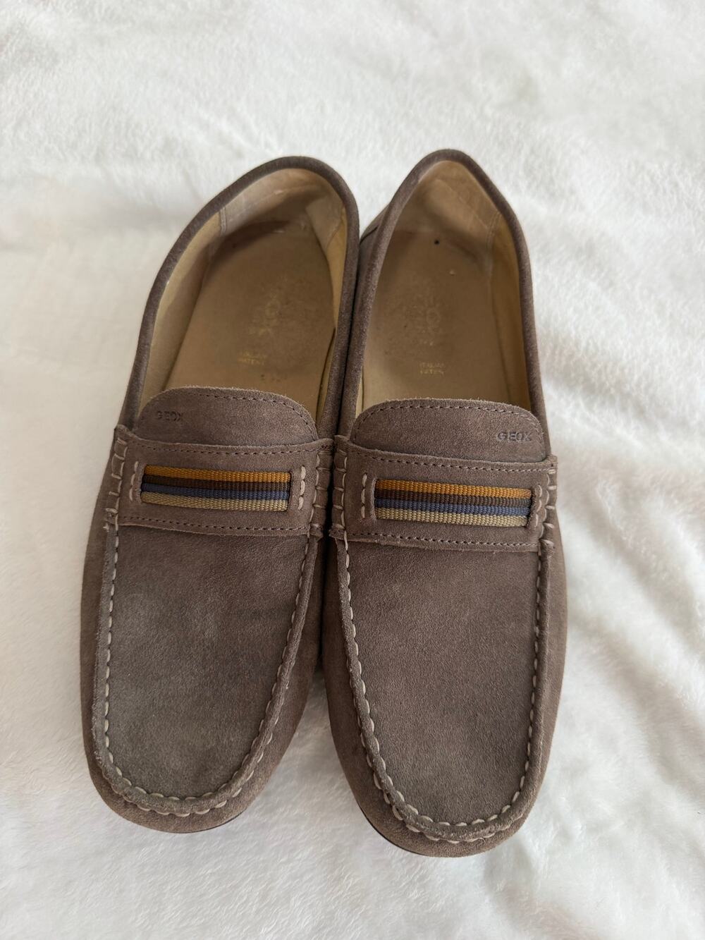 Geox Respira Shoes Men 9.5 Brown Suede Driving Loafers Casual Comfort
